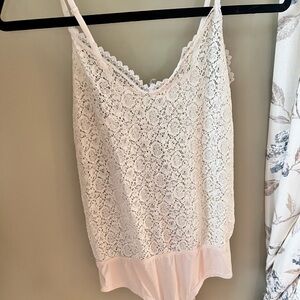 Lace Trim White Bodysuit Sezane